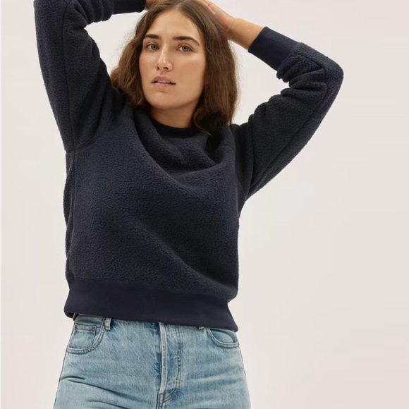 Evelane The  ReNew Fleece Raglan Sweatshirt Dark Navy Size XSmall - Picture 3 of 9